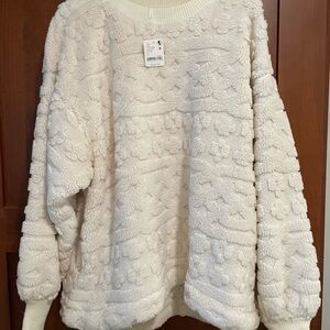 Free People Ivory Cable Knit Sweatshirt. Small. NWT